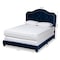 Baxton Studio Samantha Navy Blue Velvet Upholstered Queen Size Button Tufted Bed 160-9839 - alternate 6